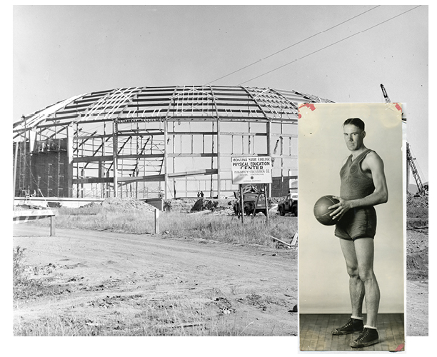 Brick Breeden Fieldhouse was constructed during Norm’s time at Montana State College. It opened in 1957 and continues to host events and athletic competitions. John "Brick" Breeden, guard for the 1929 Golden Bobcats basketball team, in uniform.